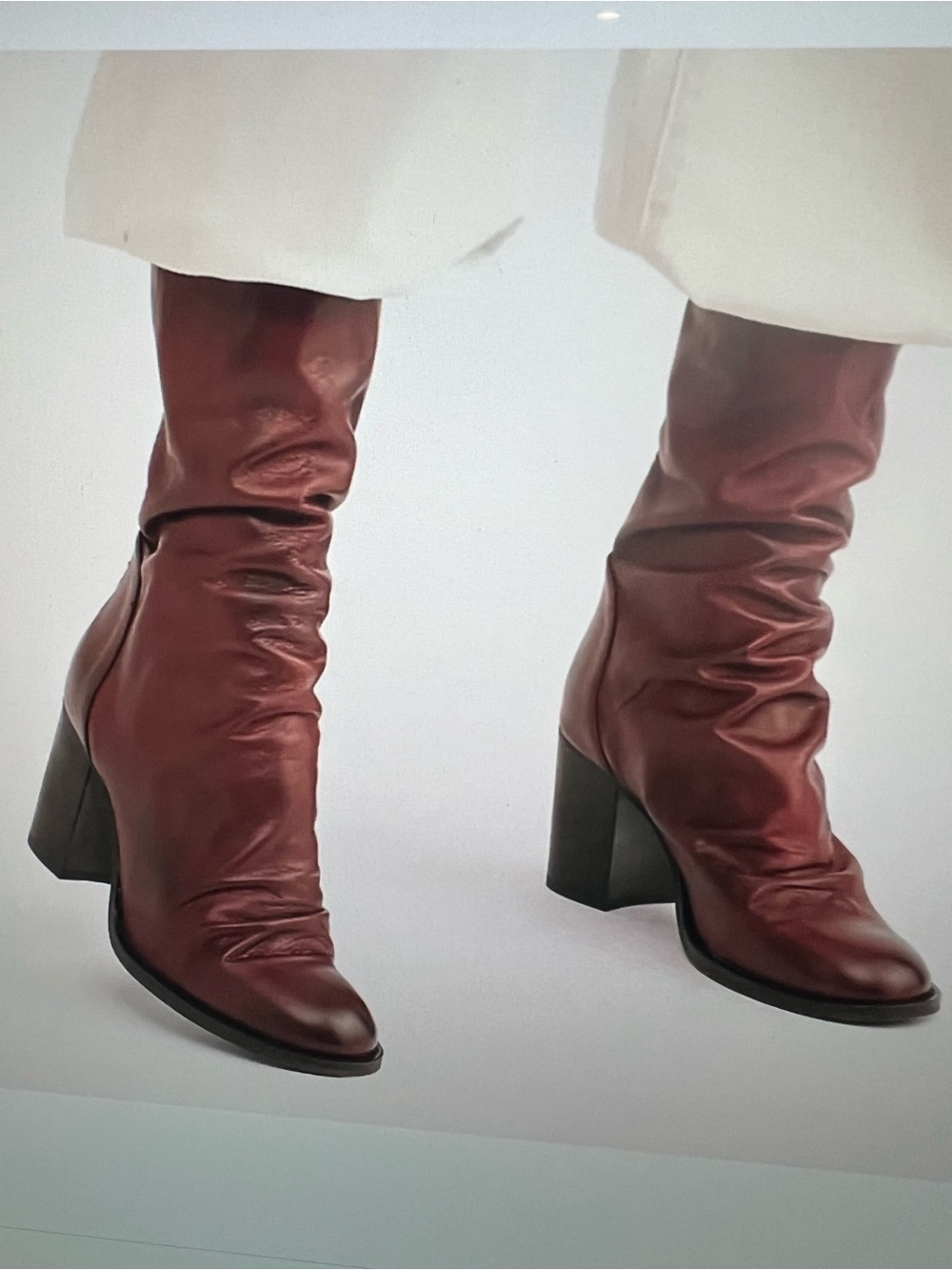 Free People Elle Slouch Boots Leather Mid-Calf Block Heel